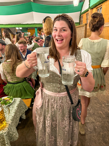 Amanda with water at Oktoberfest