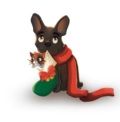 Pax Carrying Huey in Stocking | The Children's Book Review Pax and Huey in a stocking