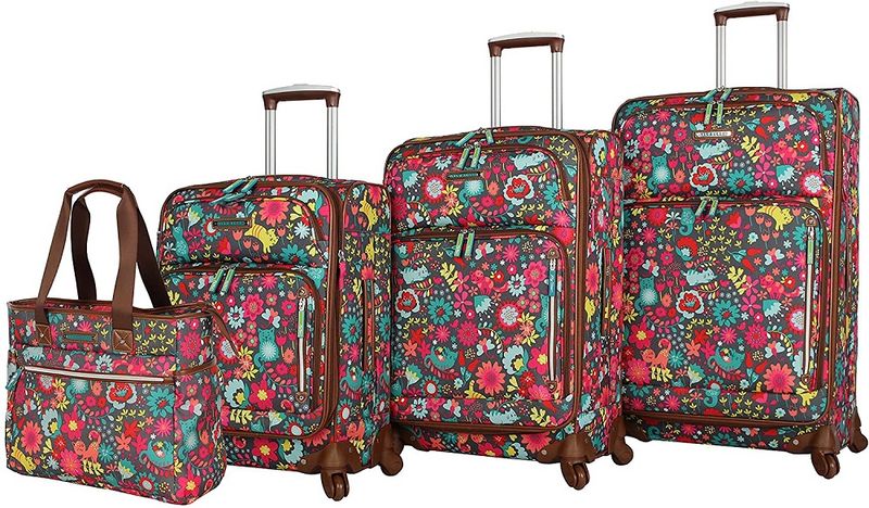 Lily Bloom Luggage Set Designer Pattern Suitcases