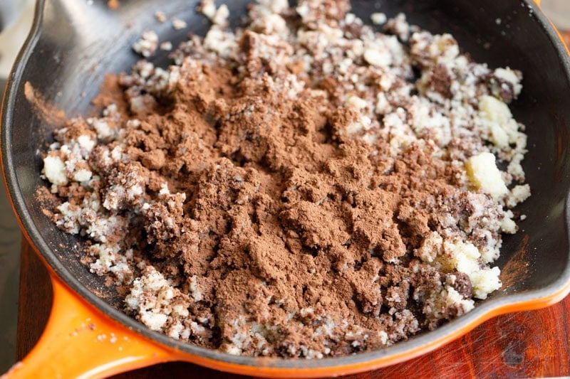 Cocoa powder mixed with ingredients.