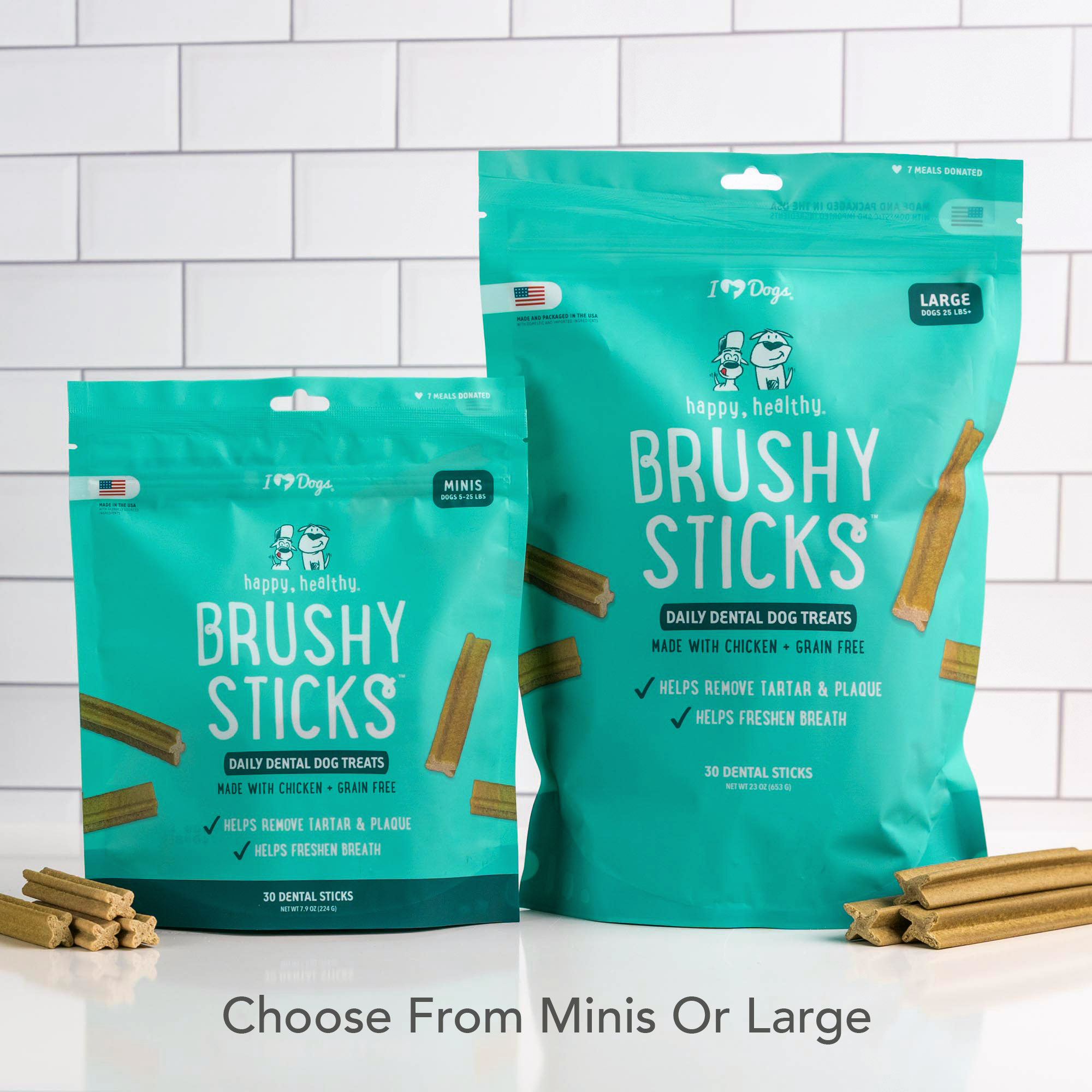 iHeartDogs Brushy Sticks Dental Treats for Dogs