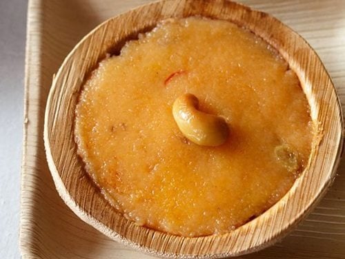 kesari bath in a small bowl.