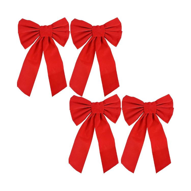 Pre-Tied Red Velvet Christmas Bows