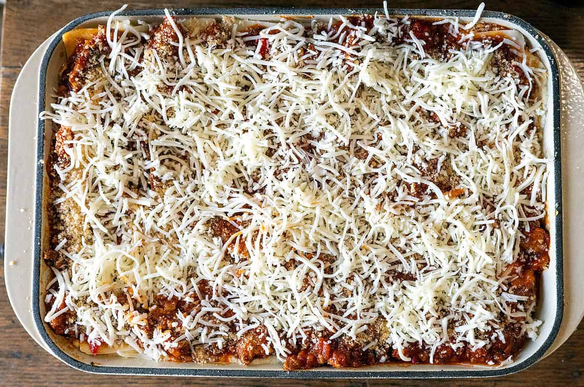 easy lasagna recipe: top layer.