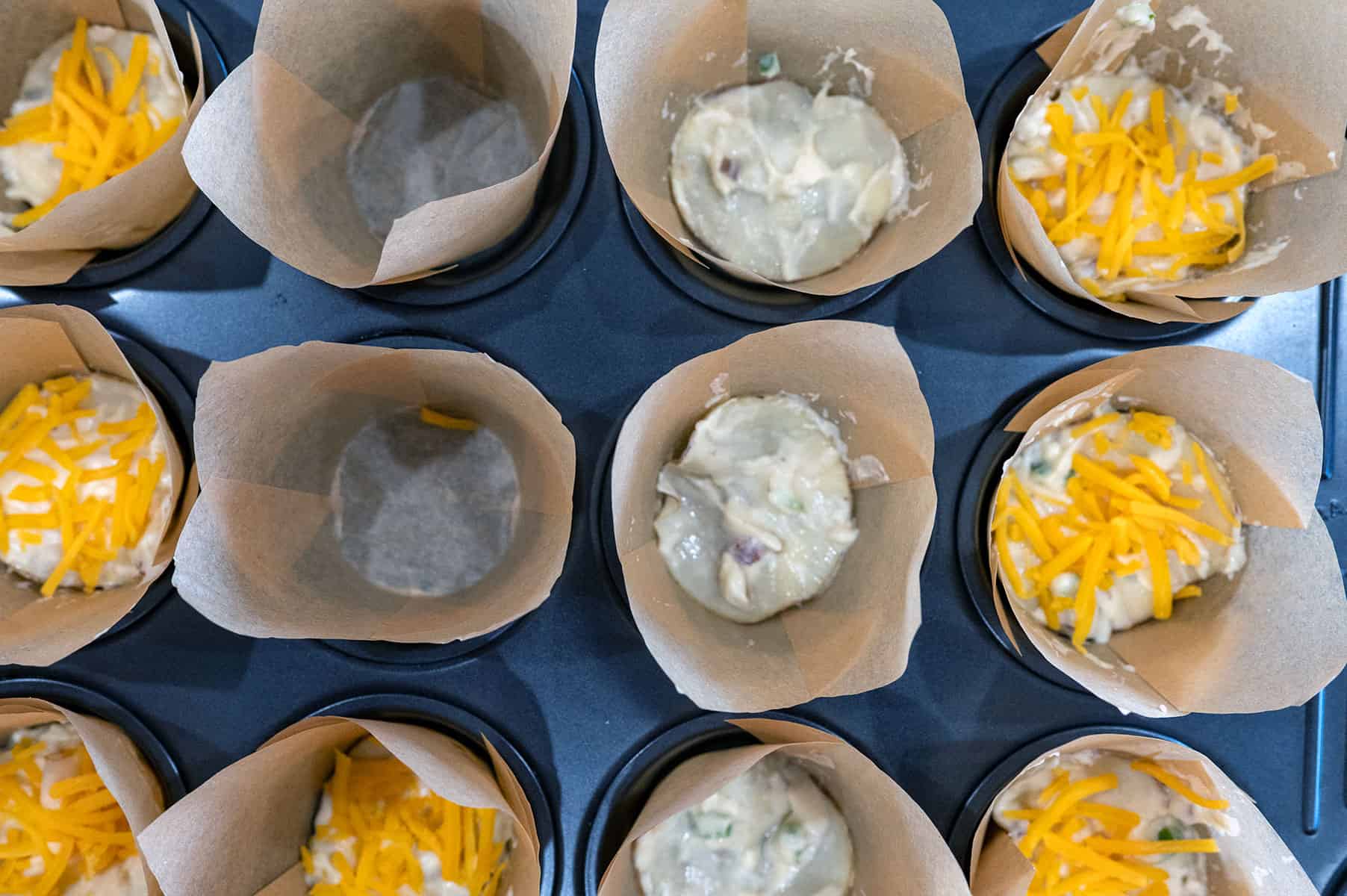 Layering potato stacks.