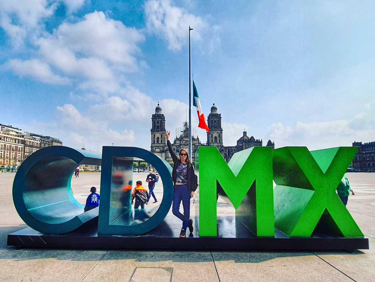 Anna at CDMX sign Mexico City itinerary