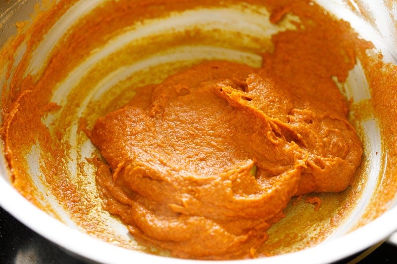 Ground spices mixed with the masala paste.