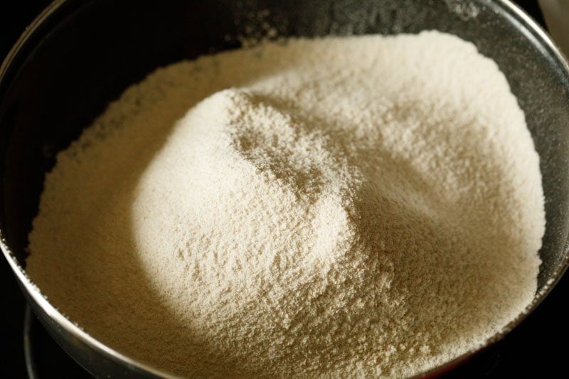 Sifted flour mix in a bowl.
