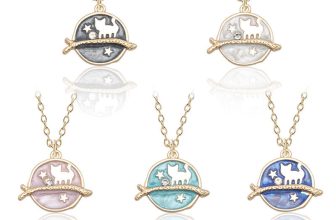 925 Silver Pated Cute Cat Moon Star Walking Friend Heart Necklace Pendants Gift