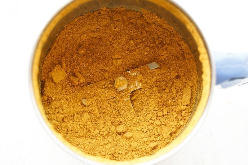 Spices ground in grinder jar to make sabji masala.