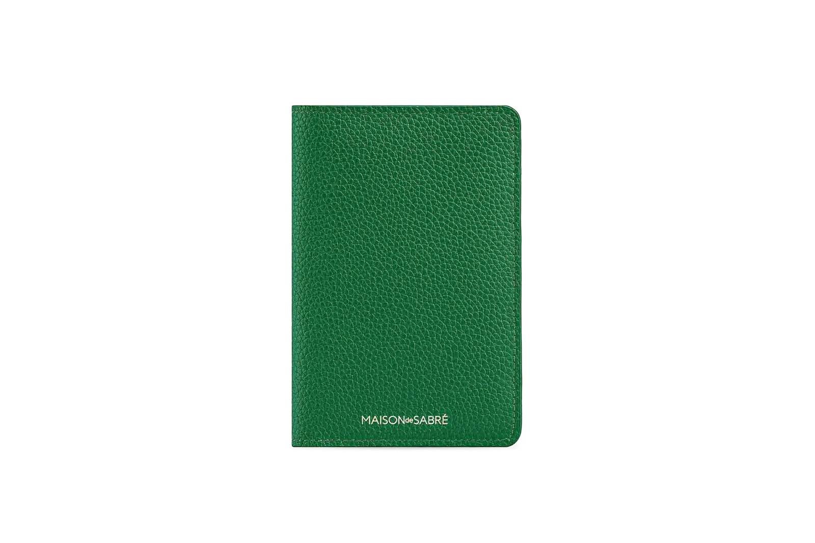 green leather passport holder
