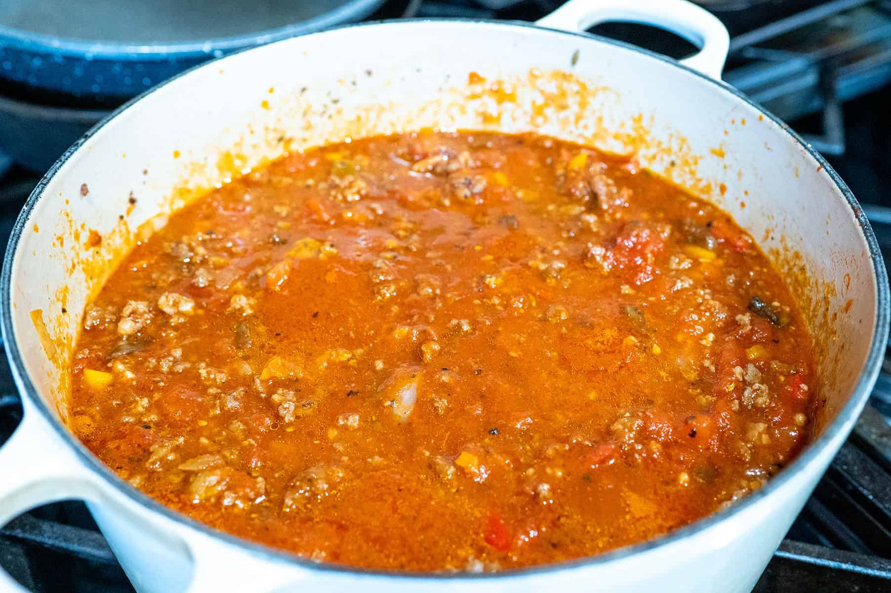 meat sauce simmering.