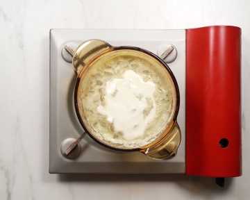 switch off, add curd