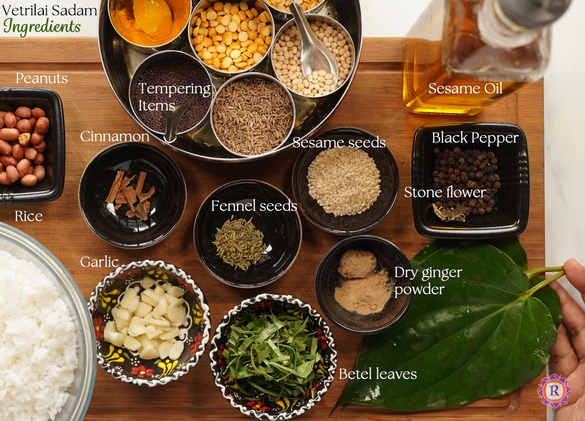 ingredients for vetrilai poondu sadam