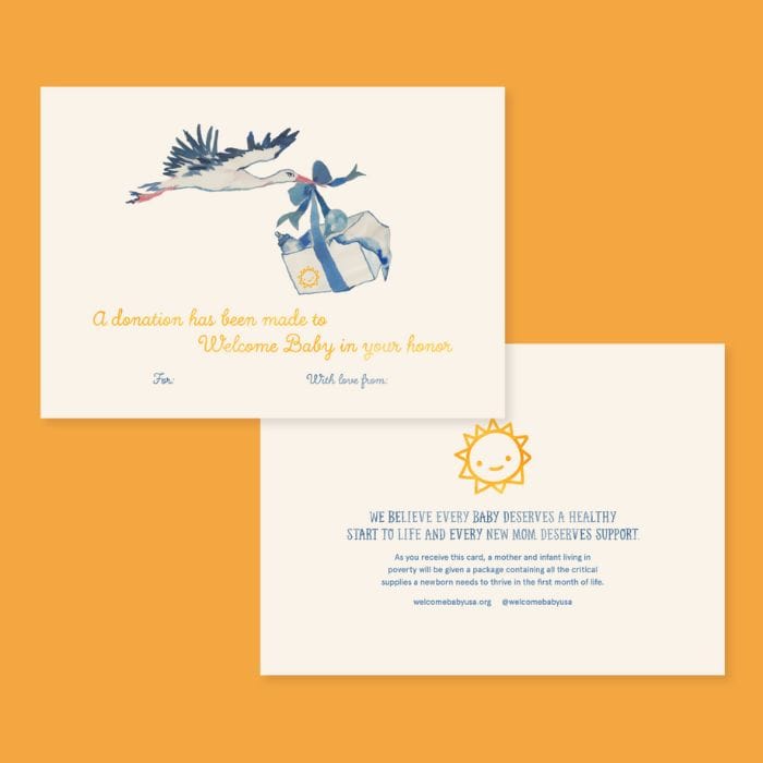 welcome baby usa donation card to give as a gift when a friend has a baby