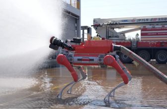 Unitree B2 robodog fights fires with water cannon