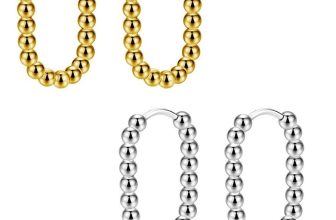 Beaded Hoop Earrings 19mm Everyday Fashion Modern Jewellery Casual Wear Gift UK