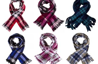 TARTAN THREADS Unisex Scarf Polyester Fleece Tartan Style Scarves 180 cm x 25 cm