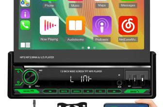 Single 1DIN 7″ Flip Out Car Stereo CarPlay FM Radio Touch Screen MP5 Player+CAM