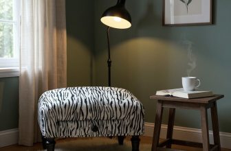 WHITE TIGER FABRIC FOOTSTOOL WITH DRAWER