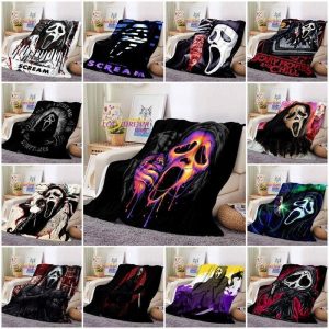 3D Scream Horror Warm Bed Soft Flannel Blanket Bedroom Sofa Bedspread Throw Gift
