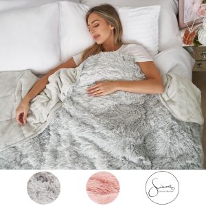 Sienna Fluffy Fleece Weighted Blanket Sensory Adult Sleep Anxiety Soft Throw