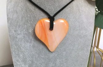 Vintage Orange Glass Heart Pendant Necklace – Handmade Artisan Choker Jewellery