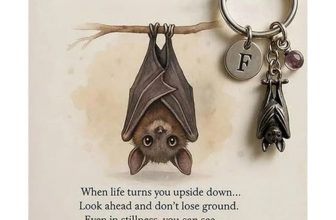 Emotional Support Bat Metal Keychain Keyring With Inspirational Verse Card UK