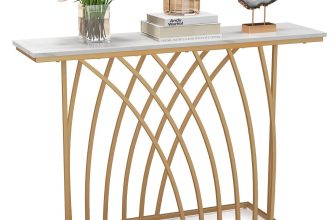 Modern Console Table Faux Marble Narrow Entryway Hallway Table Accent Desk 120cm