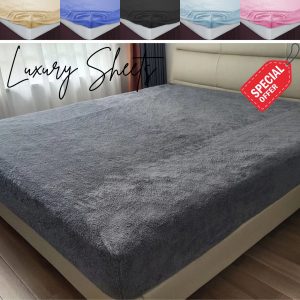 Teddy Fleece Extra Deep 30cm Fitted Sheet Cosy Warm Soft Sheets UK Single Double