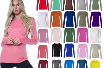 Women Ladies Plain Long Sleeve T-Shirts Stretchy Casual Slim fit Round Neck Tops