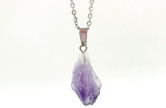Amethyst Necklace Stone Nugget Quartz Pendant Healing Reiki Silver Chain UK