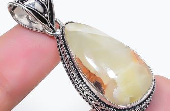 Prehnite Gemstone Pendant Handmade Antique Design Vintage Jewelry 2″ VP 1145