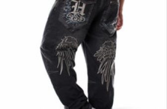 Mens Jeans Denim Embroidery Baggy Loose Hip Hop Trousers Wing Relaxed Hip Hop