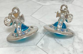 Vivienne Westwood Earrings Tiny Orb Light blue Silver NO BOX [EJ835