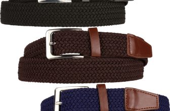 Mens Stretchy Belts Woven Braided Jeans Trousers Chinos Casual Belt Metal Buckle