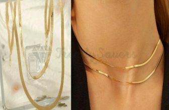 18K Gold Plated Double Layer Flat Herringbone Snake Chain Necklace Women Jewelry