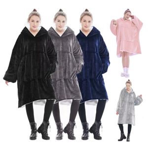 Hoodie Blanket Reversible Oversized Ultra Plush Sherpa Giant Hooded Sweatshirt