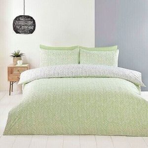 Herringbone  So Soft Reversible Duvet Quilt Cover  Set Single Double King Green