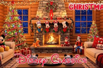 Disney Christmas Cabin🎄Cozy Holiday, Classics Orchestra Christmas Music, Fireplace Sound & Countdown