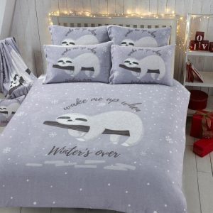 Teddy Duvet Cover Set Soft Thermal Quilt Sets Warm Cosy Snug Bedding Sloth LW