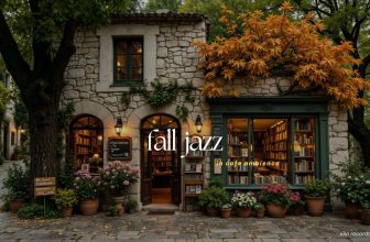 Charming Fall Jazz in Cozy Outdoor Café 🍂 Soft Jazz Music for Working, Reading, Study