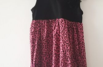Dress  Girls  Size 7 /8   Pink  Black With Black Flower Elastic Hemline New