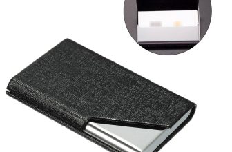 3.7×2.4×0.5 Inch Business Card Holder PU Leather Cover Name Cards Case Black