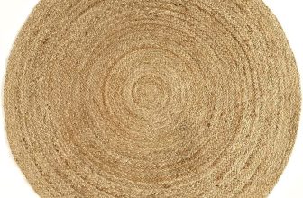 Round Rug Natural Jute Braided Handmade Circle Rug Farmhouse Jute Rug, Beige