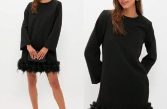 Tuckernuck Dalia Dress Black Feather Trim A-Line Cocktail Dress Size XL NWT