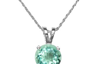 8mm ROUND BLUE GREEN FLUORITE 925 STERLING SILVER PENDANT + CHAIN / NECKLACE