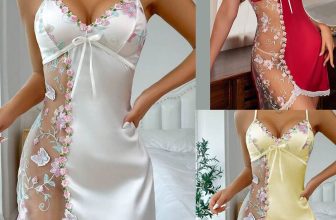 Soft Satin Floral Lace Night Dress for Women with Sexy Open Back Design