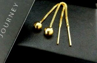 9ct Gold Plated 925 Silver 4MM Ball Pull Through Box Chain Threader Earrings