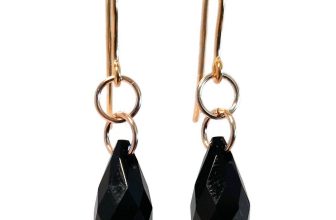 9ct Solid Gold Black Onyx Drop Earrings, Natural Onyx Gemstone, Gift Boxed